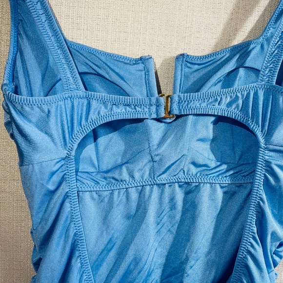 Blue Ruched One-Piece Swimsuit - Picture 2 of 10